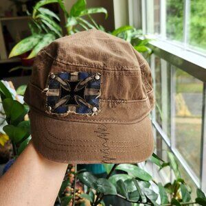 LIDs Unisex Cotton Hat Size L-XL Brown Cup Stitch Cross Patch All Seasons